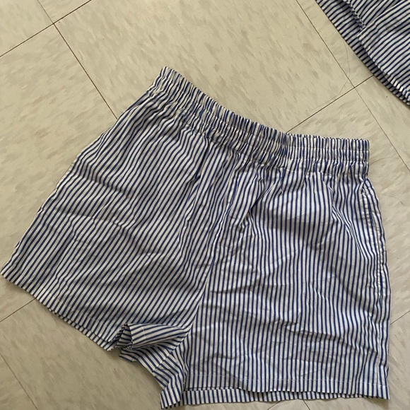 Ardene NWOT Striped Poplin Cotton Button Up Shirt And Midi Shorts Set - Picture 4 of 10